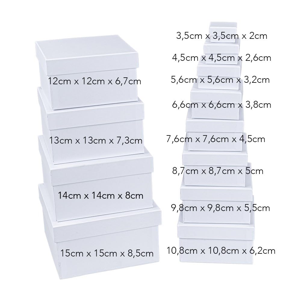 ideen-mit-herz-geschenkboxen-mit-deckel-quadratisch-12er-set-wei-3-5-bis-15-cm image 2